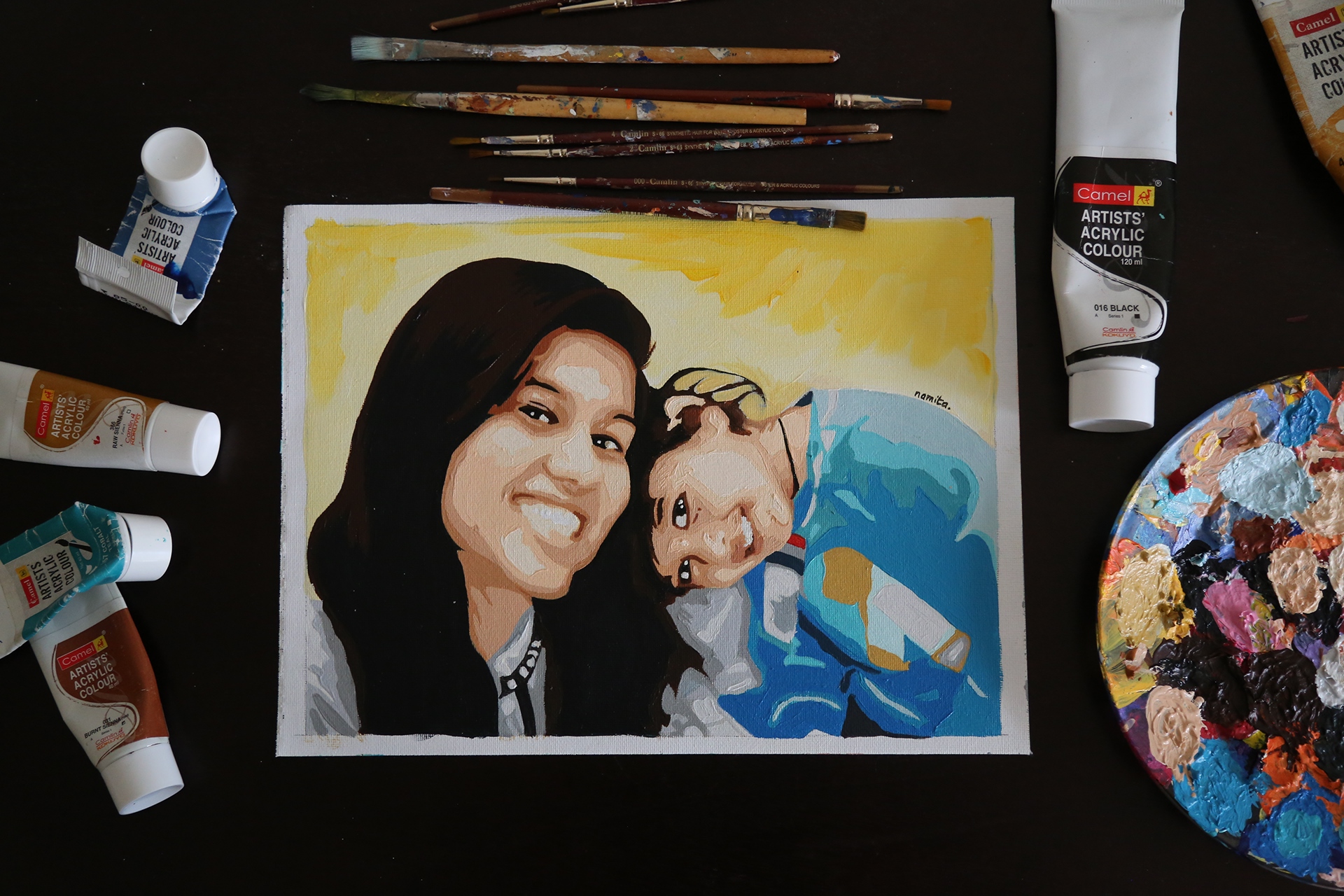 Acrylic portrait on canvas by Namita